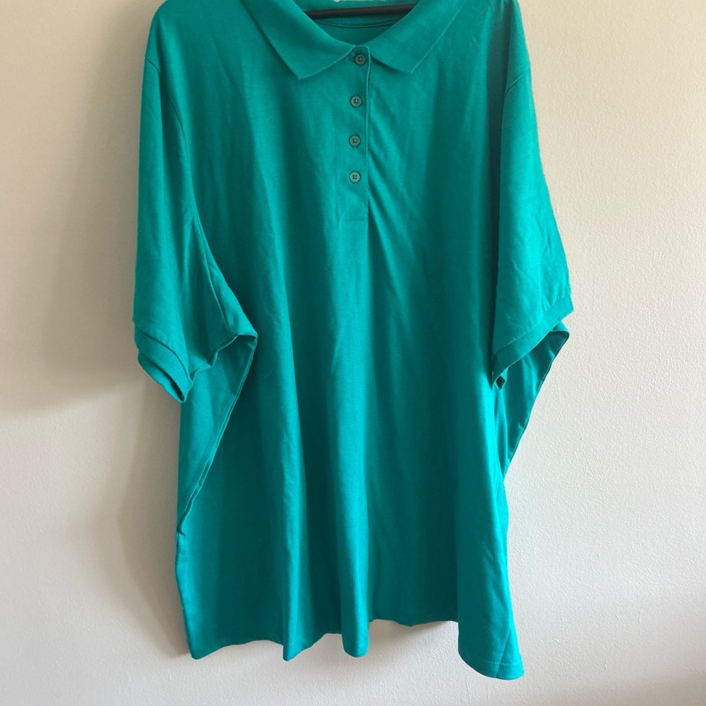 Woman Within Polo Teal Shirt Sleeve Top Sz 4X NWOT